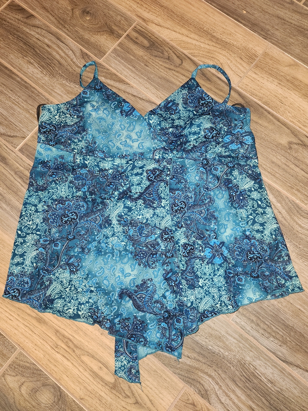 Blue Paisley Spaghetti Strap Top